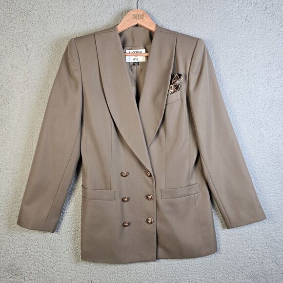 Kasper ASL Taupe Double Breasted Blazer Shawl Collar Size 6 Classic Workwear 90s - Picture 9 of 13